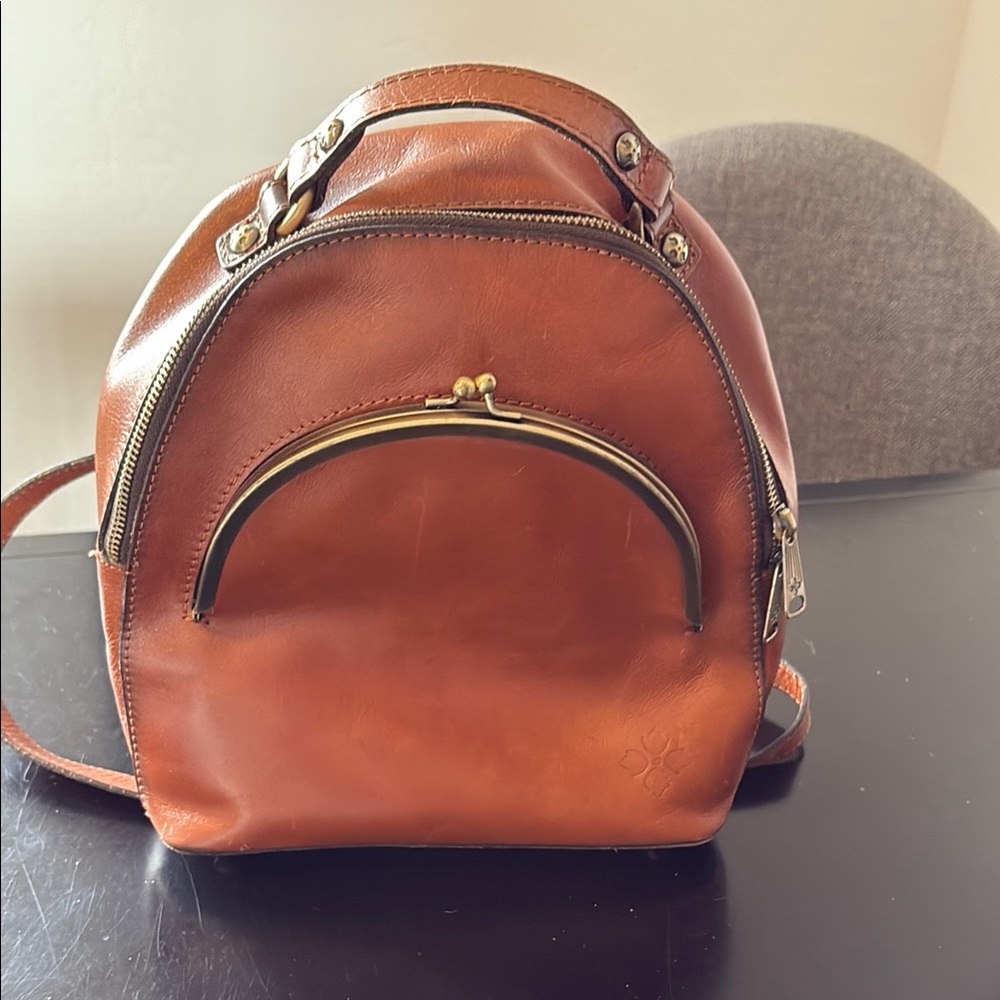 Patricia Nash Tan Leather Backpack with Gold Hardware